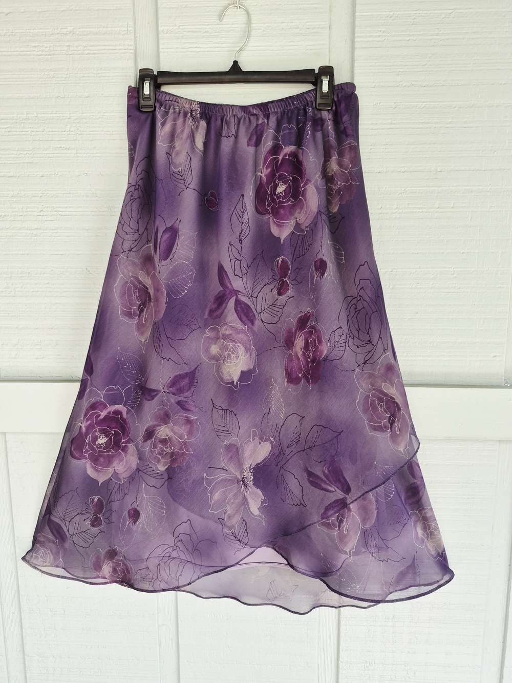 Vtg R&M Richards Purple Floral High-Low Skirt Size 14 Fairycore Coquette
